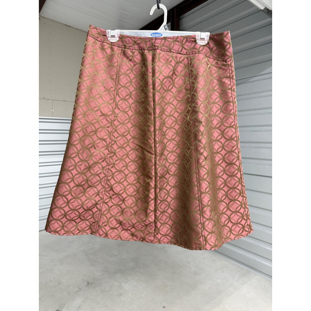 i.e. Petite Pink Gold Geometric Circle A-Line Skirt Bloomsbury Nostalgia 12P NWT